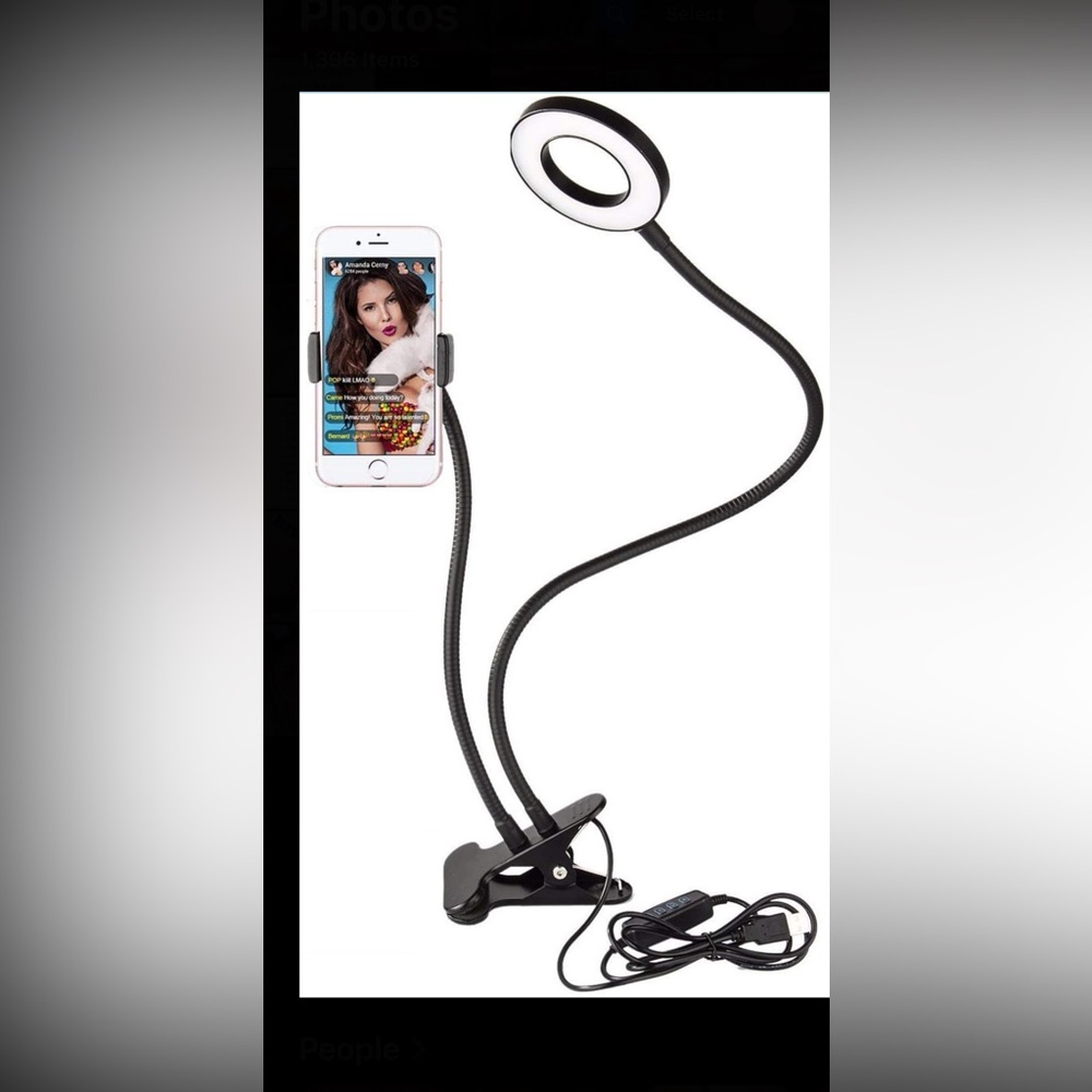 Ring light /Flexible Black Phone Holder
